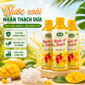 Nước ép xoài nhân thạch dừa S24 Mihaco chai 460ml