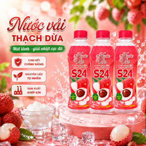 Nước vải thạch dừa S24 Mihaco chai 460ml