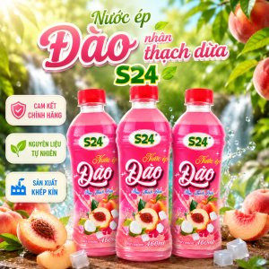 Nước ép đào nhân thạch dừa S24 Mihaco chai 460ml